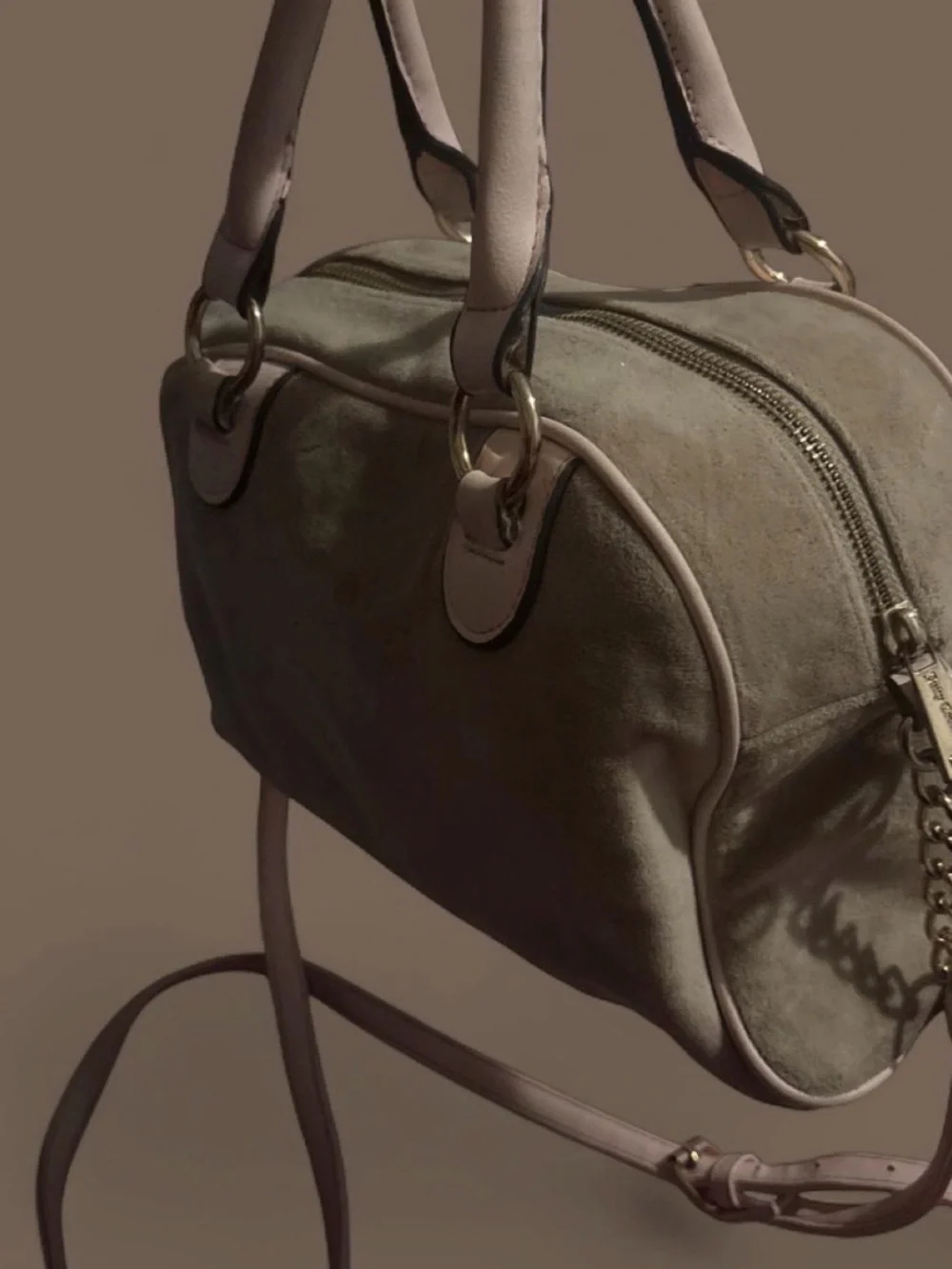 Juicy Couture Suede Satchel with Beige Trim